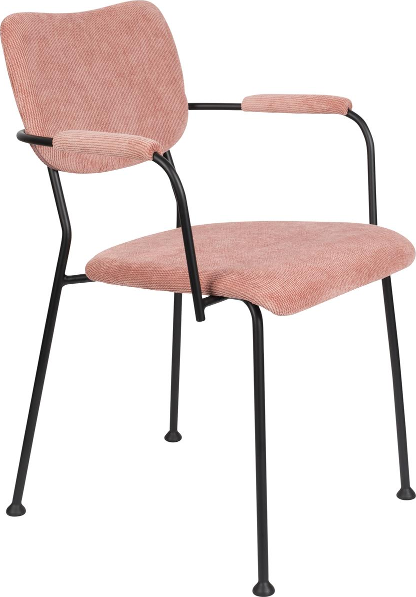 Elegant spisebordsstol med armlæn i støvet rosa fra Zuiver