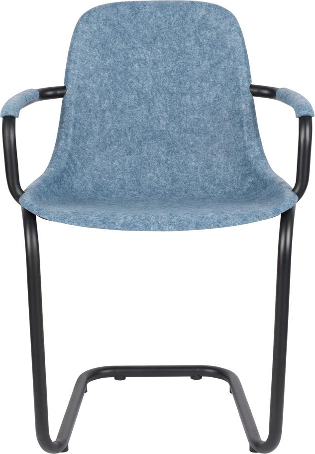 Elegant spisebordsstol med armlæn i stålblå farve