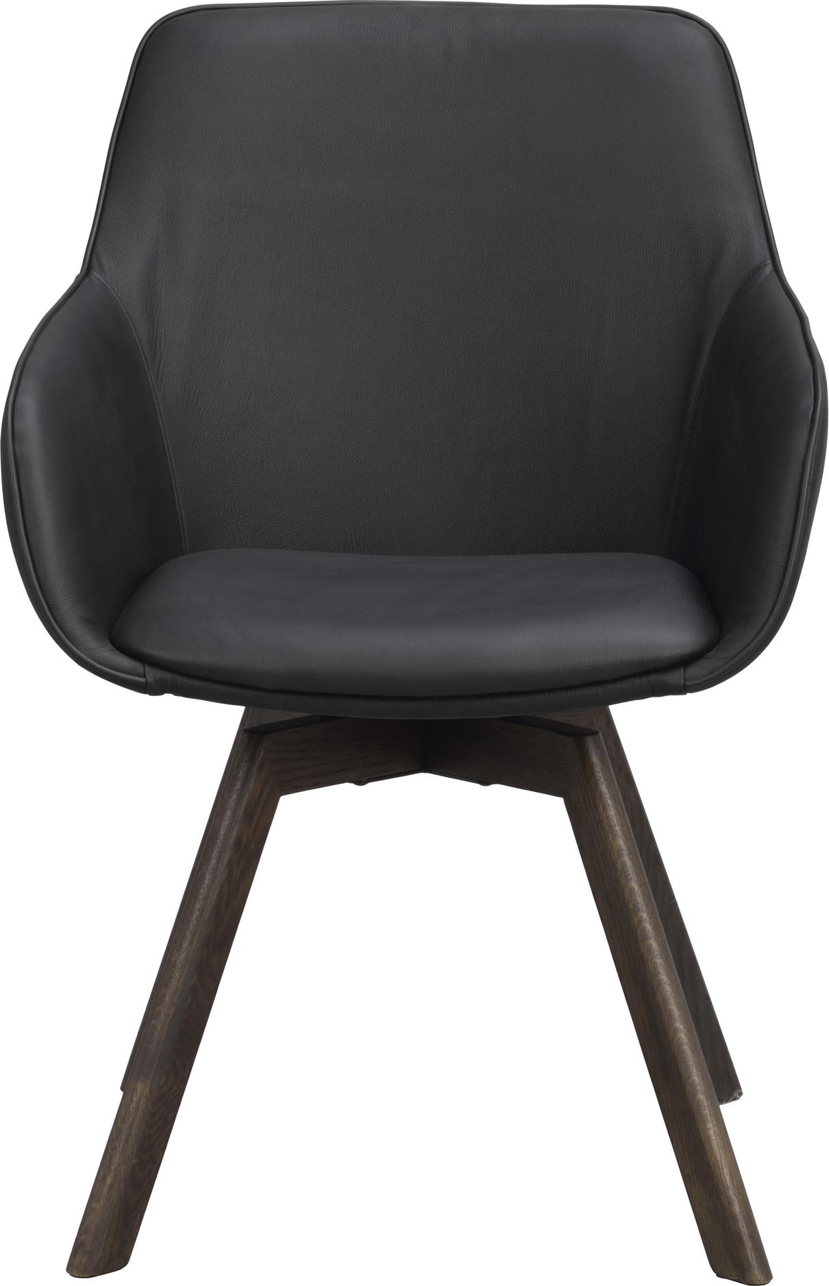 Spisebordsstol Med Armlæn  -pak Rowico Alison   Sort Læder På Drejefod   Fscâ  Egetræ H88xb58xd60cm