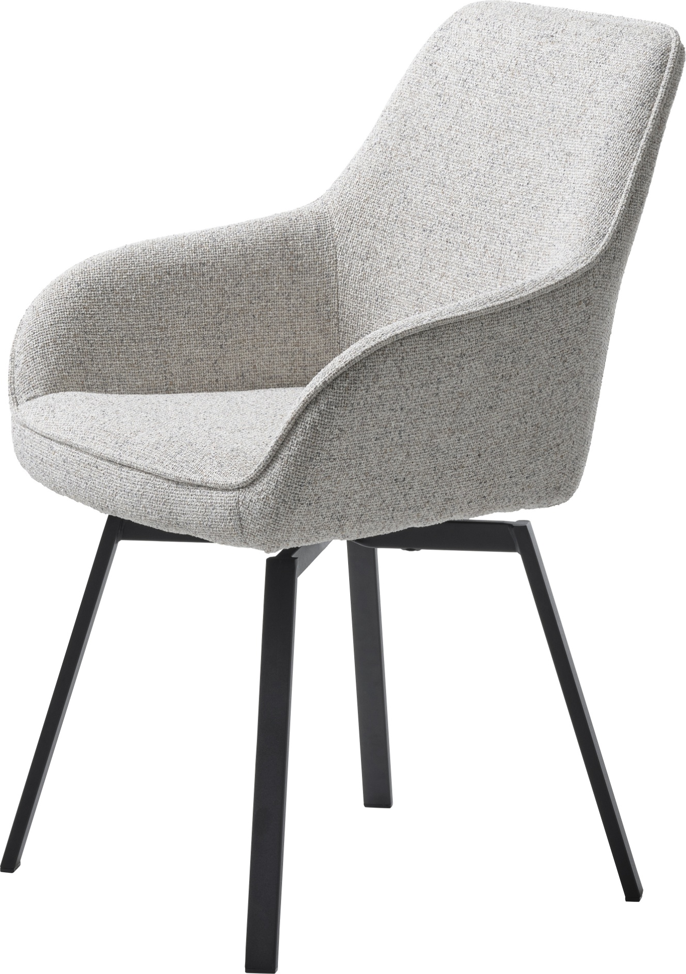 Spisebordsstol Nordique Design Alma Med Armlæn   Off White Boucle-stof Og Metalramme