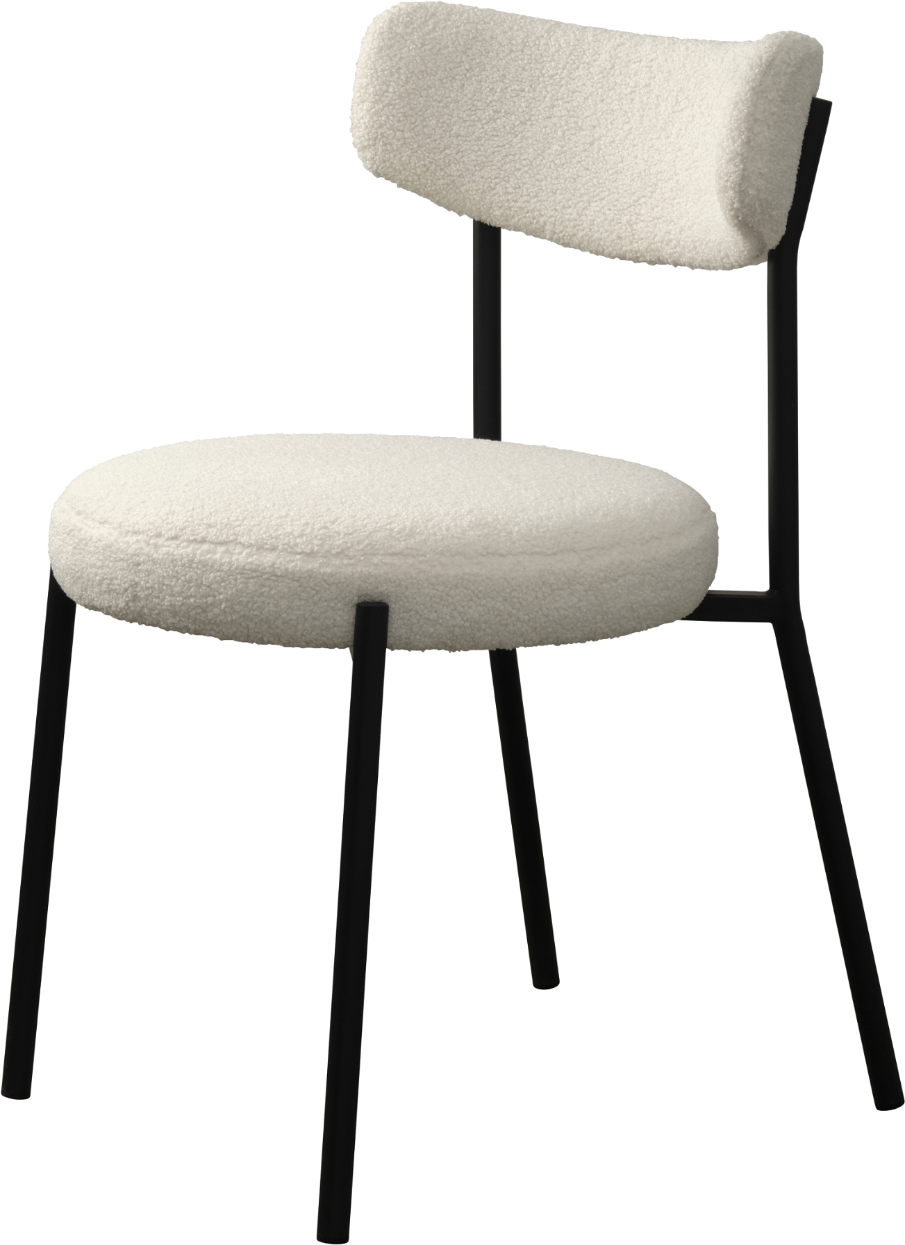 Spisebordsstol Nordique Design Gimli Råhvid Sort Metalramme Med Teddy-stof Fsc 100