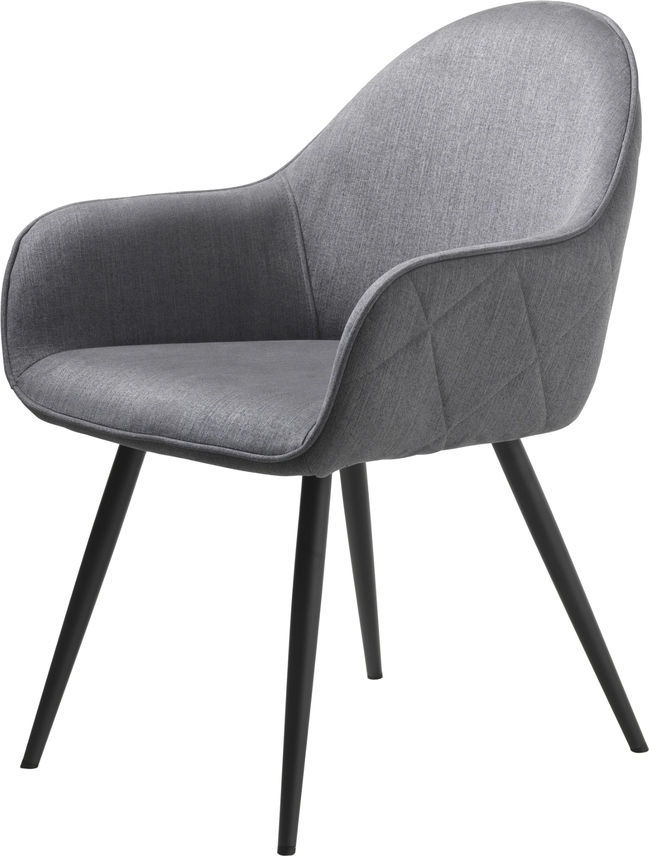 Spisebordsstol Nordique Design Minto Grå Fly1311-stof Med Armlæn Og Sorte Metalben