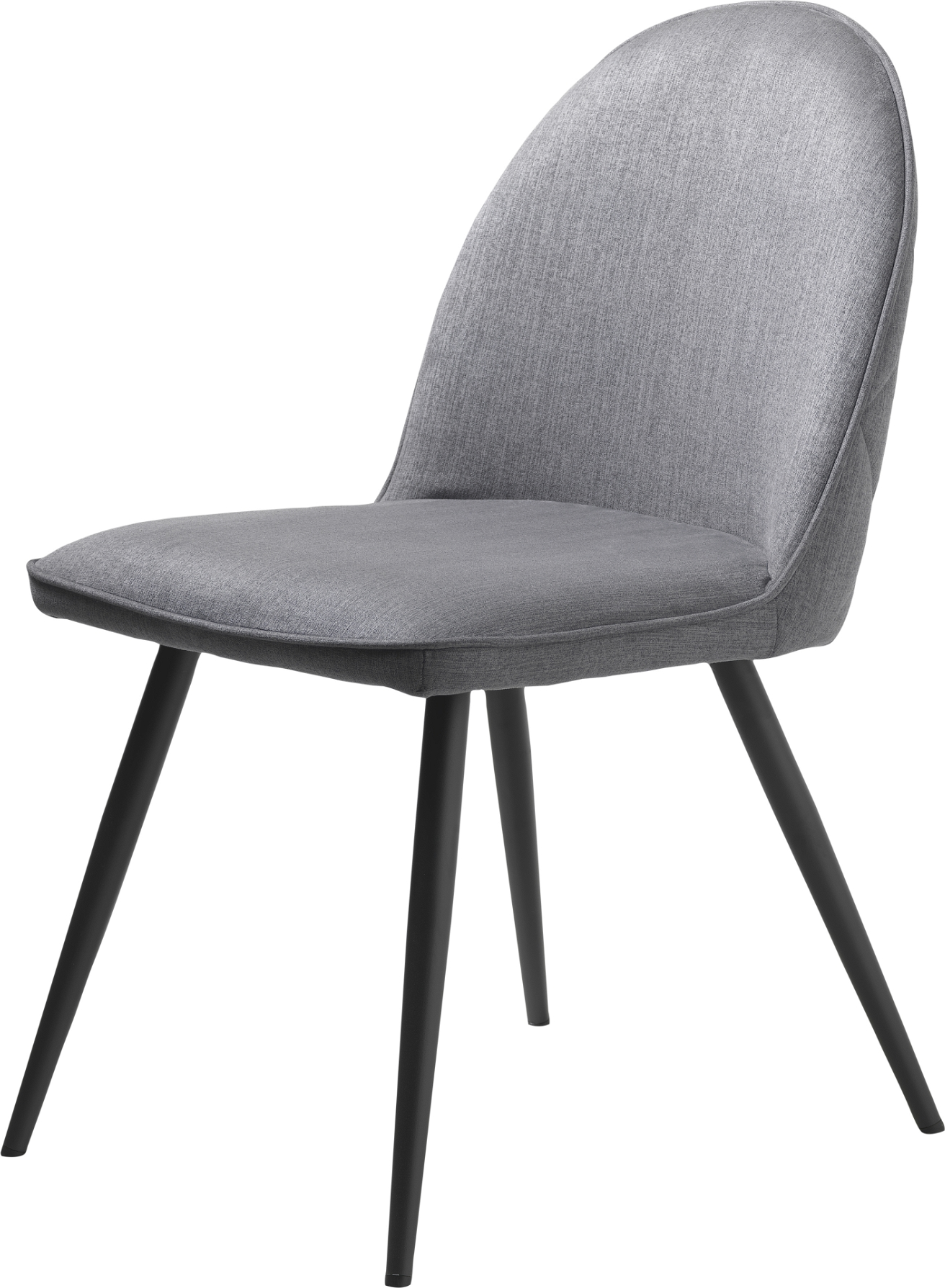 Spisebordsstol Nordique Design Minto   Grå Stof Med Diamant-syninger Og Sorte Metalben
