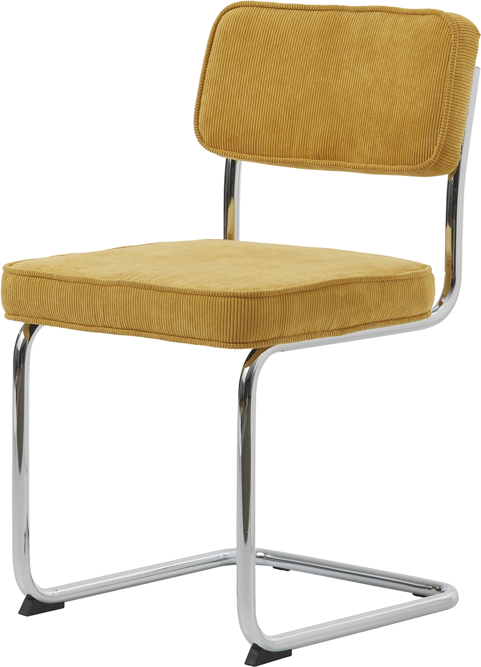Spisebordsstol Nordique Design Rupert Gul Corduroy Med Forkromede Metalben