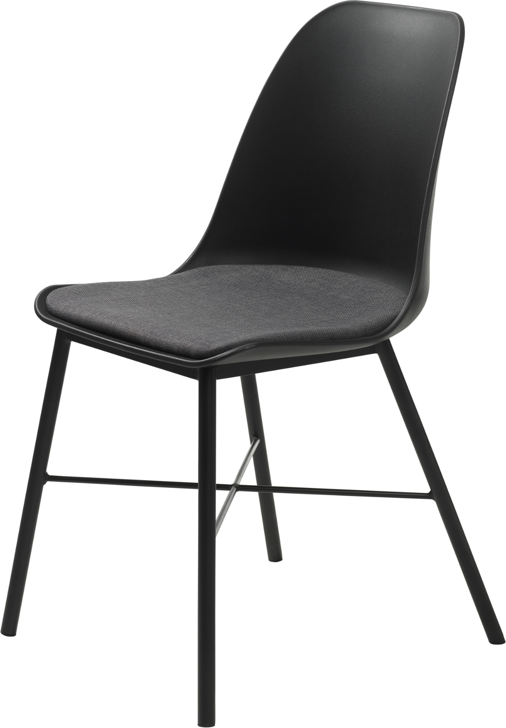 Spisebordsstol Nordique Design Whistler Sort Plastskal Med Polstret Sæde 100 Polyester For Ekstra Komfort Metalben H83ã B47 Cm