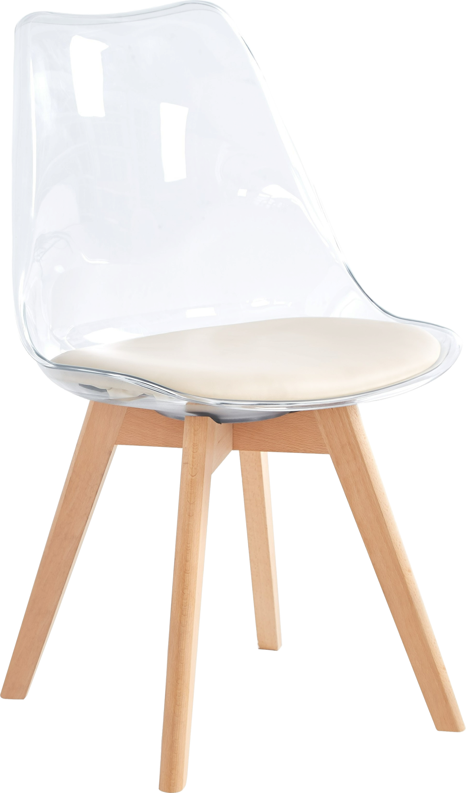 Spisebordsstol Nordlys Furniture Carmen Med Transparent Skal Beige Polstring Og Antiblokeringssystem Fsc-bøg