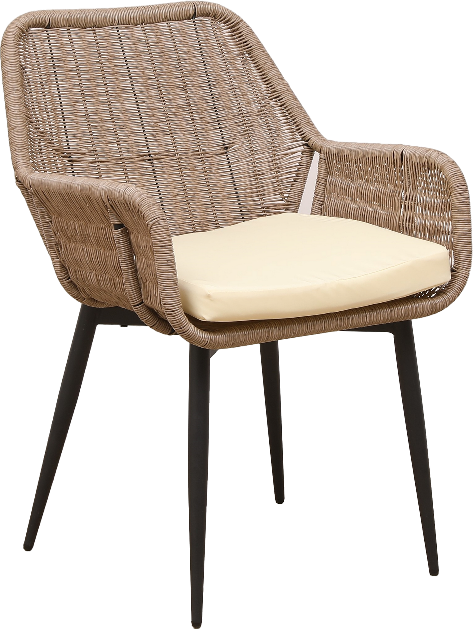 Spisebordsstol Nordlys Furniture Hanoi   Naturfibersæde  Sorte Epoxyben  Ergonomisk Stabelbar Fiberstol
