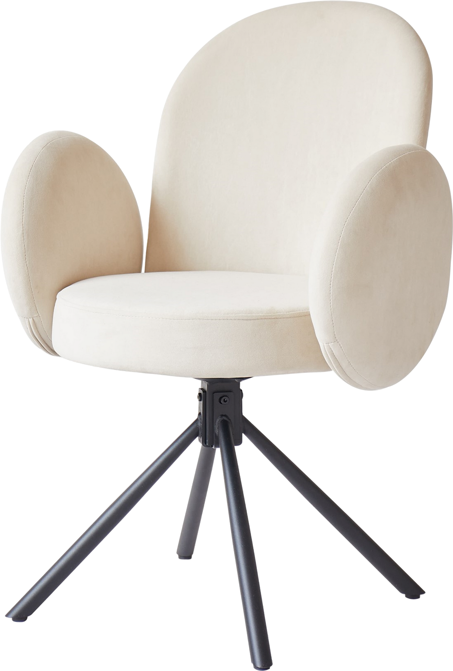 Spisebordsstol Nordlys Furniture Helsinki   Beige Fløjl Med Sortlakeret Metalstel