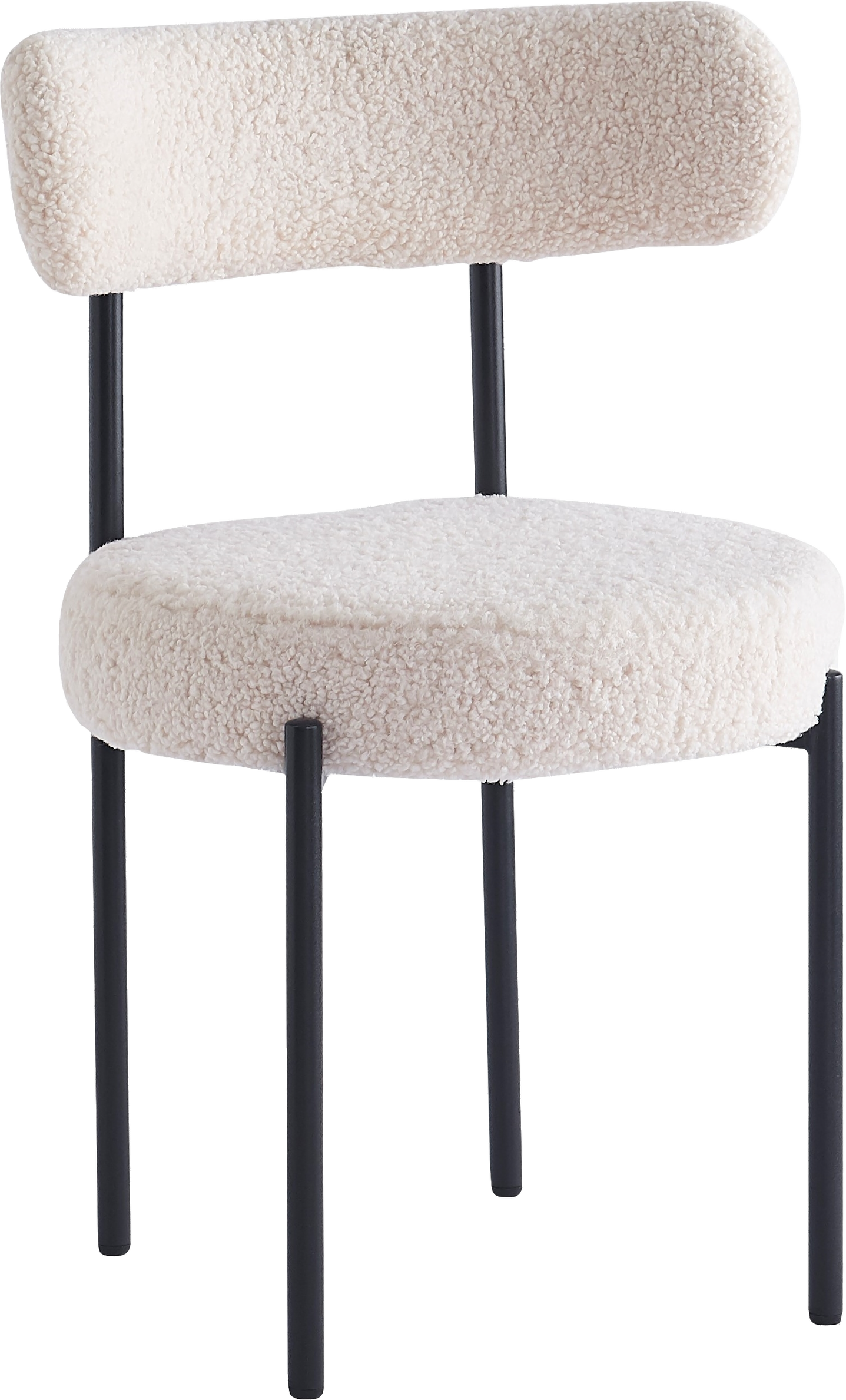 Elegant Spisebordsstol Lars i Hvid Bouclé med Skumpolstring