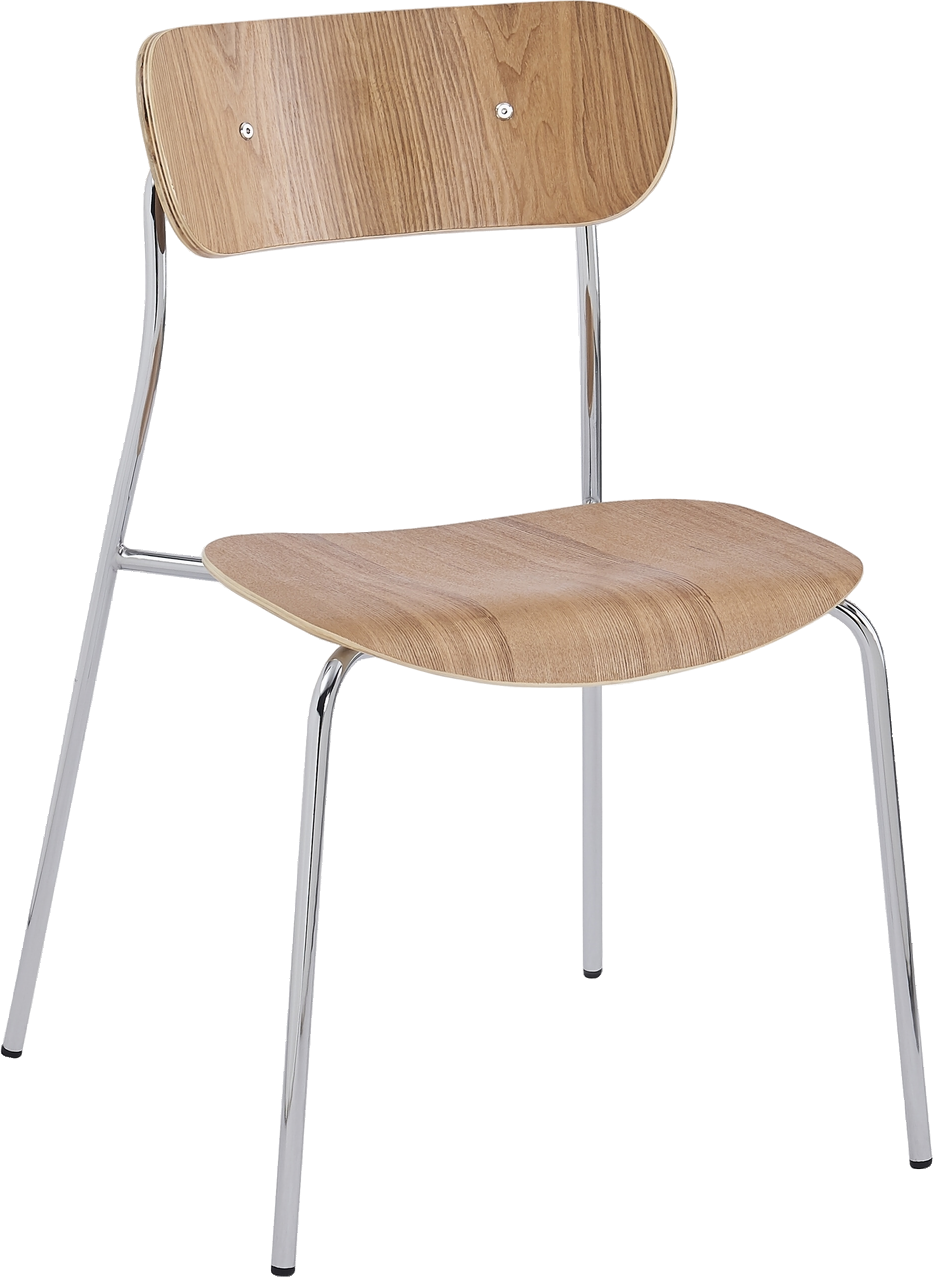 Spisebordsstol Nordlys Furniture Lincoln   Fsc-certificeret Natur Asketræ  Sortlakeret Metalramme  Ergonomisk Formpresset  Stabelbar