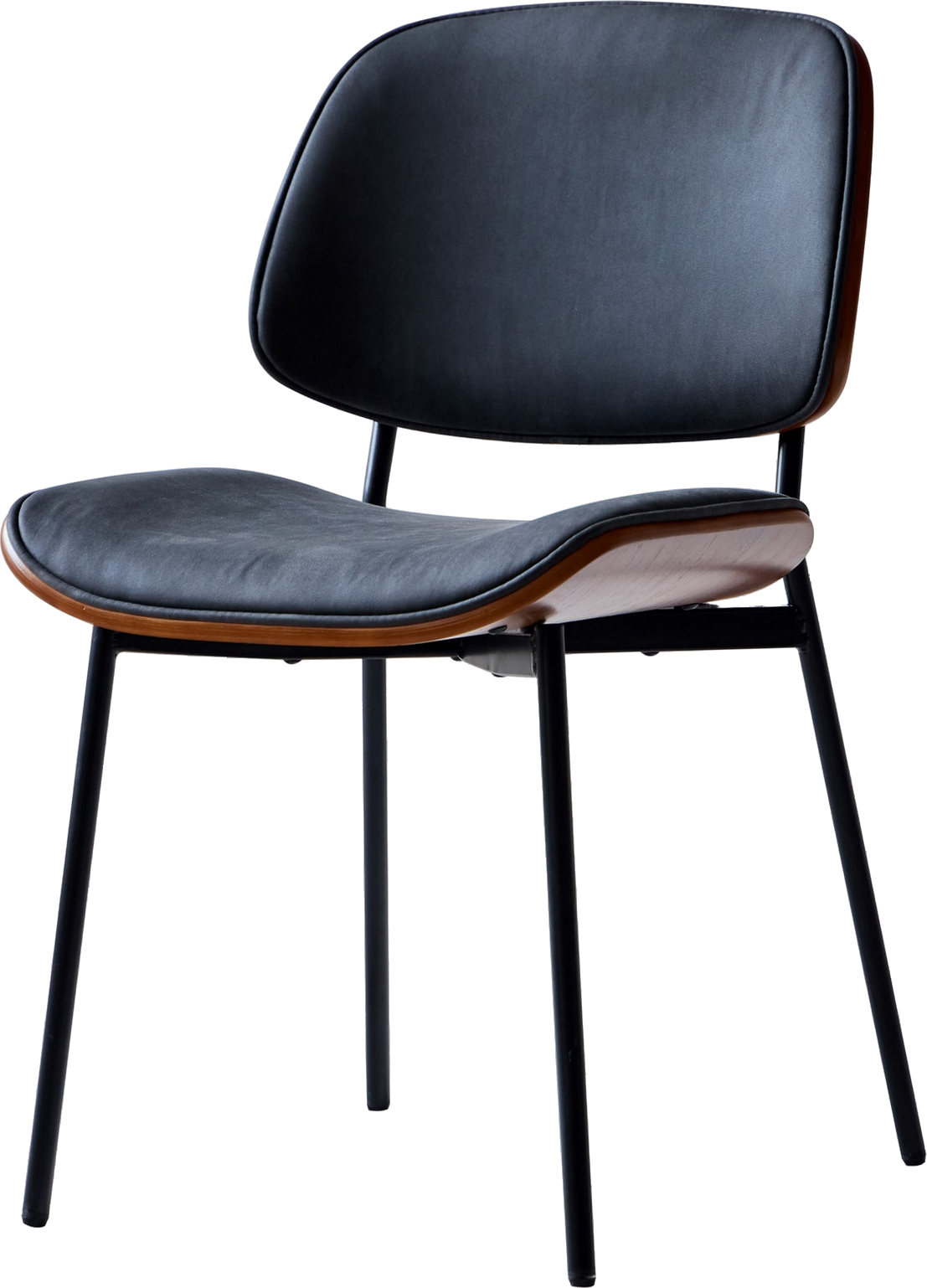 Stabelbar Spisebordsstol i Sort Kunstlæder - Moderne Design