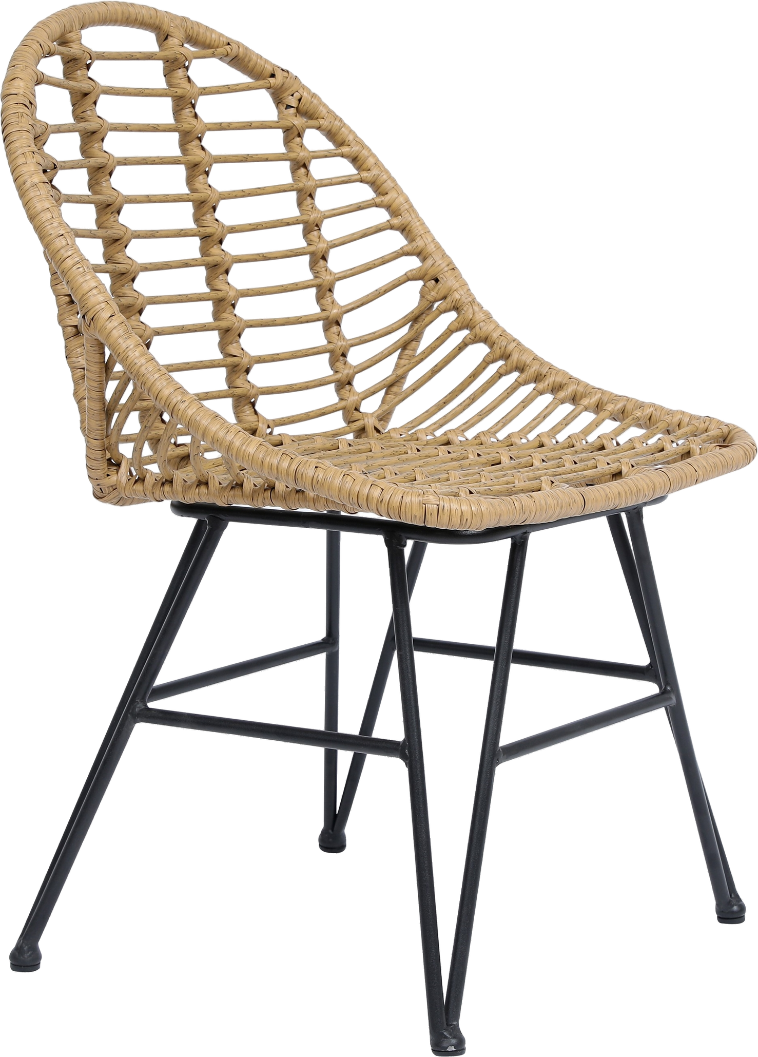 Spisebordsstol Nordlys Furniture Saigon Naturflettet Rattan Med Sorte Stålben H80ã B50ã D46 Cm