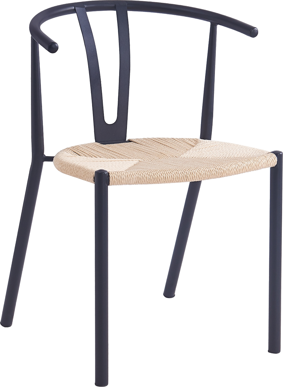 Spisebordsstol Nordlys Furniture Suki Sort Metalramme Med Reb-sæde Og Ultratæt Skum