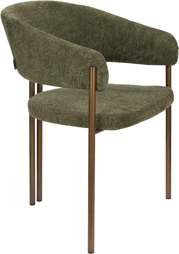 Elegant spisebordsstol i gråbrun bouclé fra Dutchbone