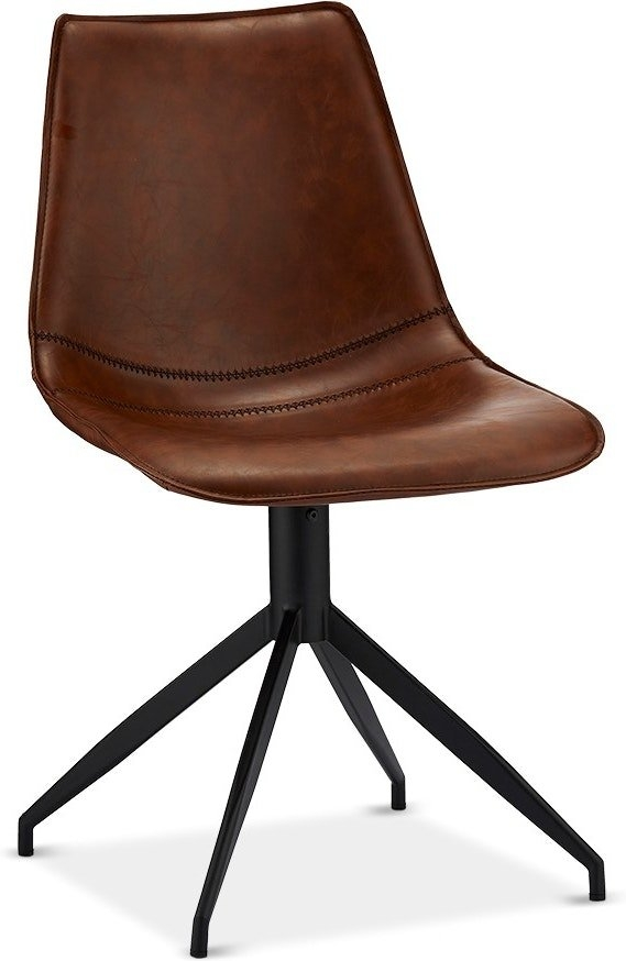 Spisebordsstol Raymond   Hallmark Montrose   Håndlavet Brun Pu-læder Spisestuestol Med Sort Metalstel  H84ã B47ã D55 Cm