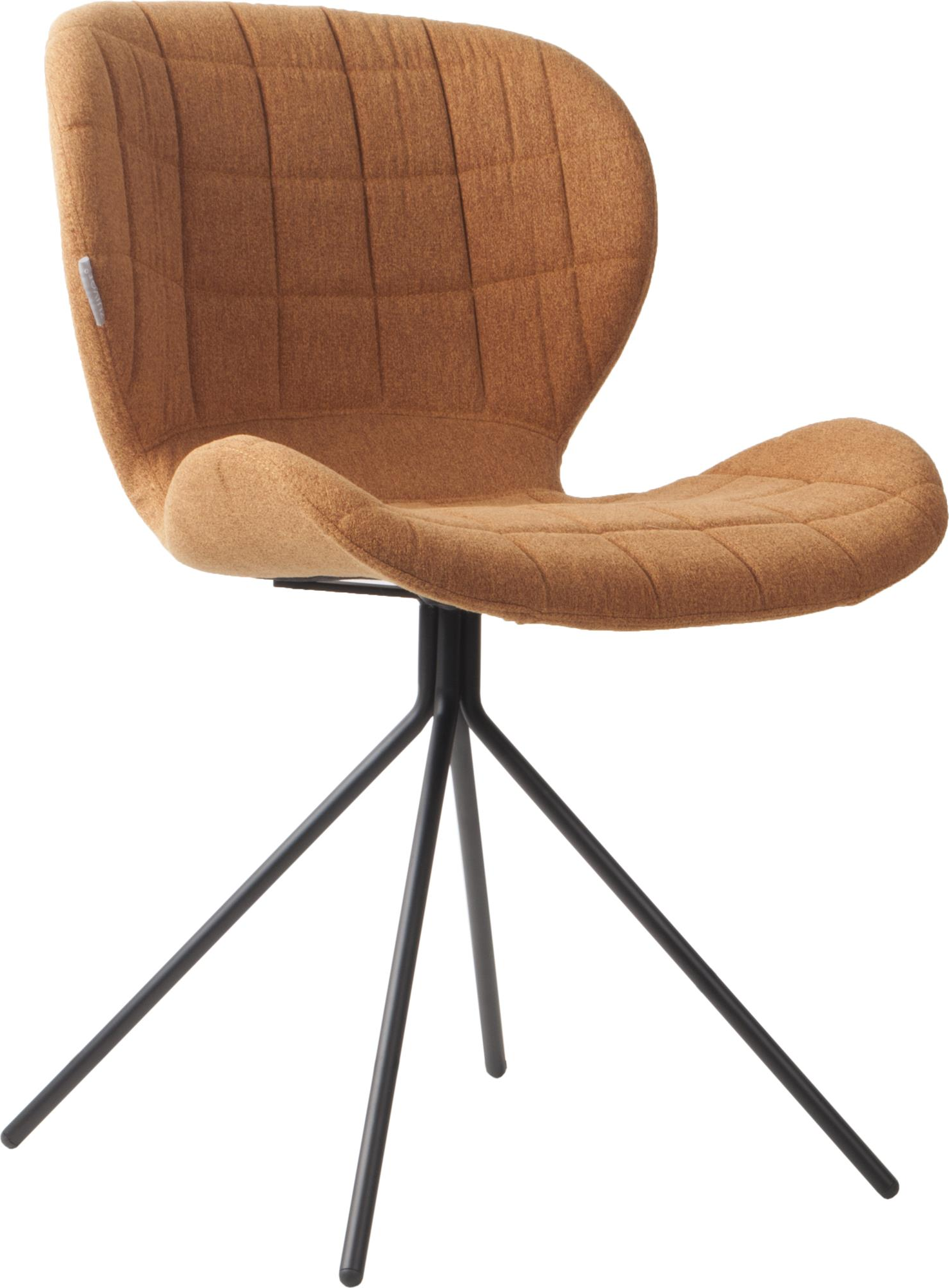 Spisebordsstol Spisestuestol Zuiver Omg Valnød Polstret Stof Sort Jernbase H80 B56 D51 Cm