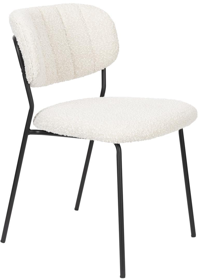 Elegant spisebordsstol i offwhite med metalramme