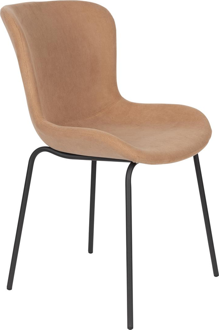 Elegant Fløjl Spisebordsstol - Junzo Nougat fra Studio White