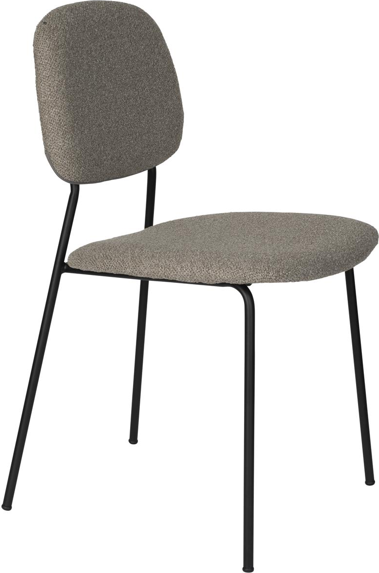 Spisebordsstol Studio White Roos Polstret Mørkegrå Polyester Sæde Med Sort Pulverlakeret Stålstel