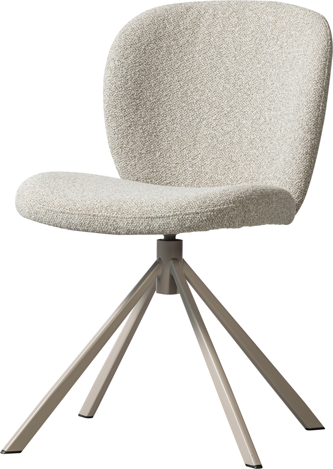 Spisebordsstol Woood Collection Femke Natur Bouclé Med Drejefod Stålstel Ergonomisk Komfort