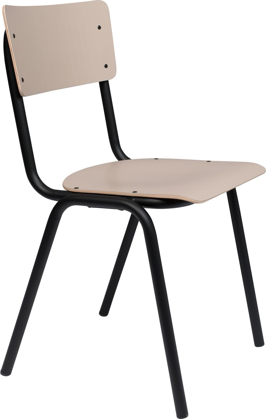 Spisebordsstol Zuiver Back Beige Sort Stabelbar   Polypropylen Med Stålstel Made In Italy