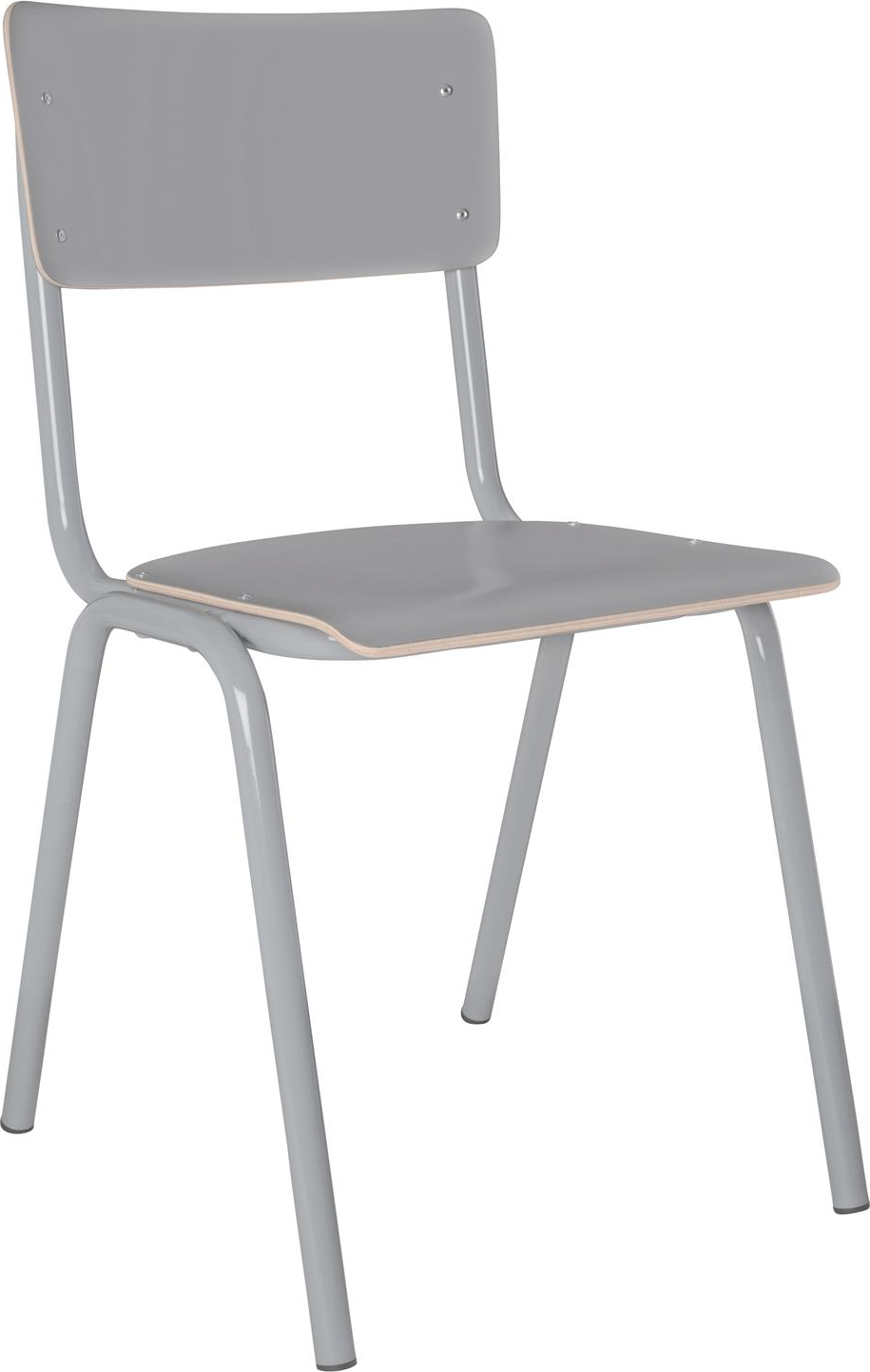 Spisebordsstol Zuiver Back Kold Lysgrå Hpl Med Stålben Stabelbar