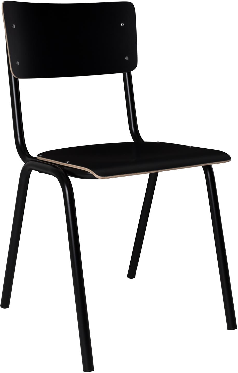 Spisebordsstol Zuiver Back To School Kulsort Højtrykslaminat Stålstel Stabelbar 82 5x49x43 Cm