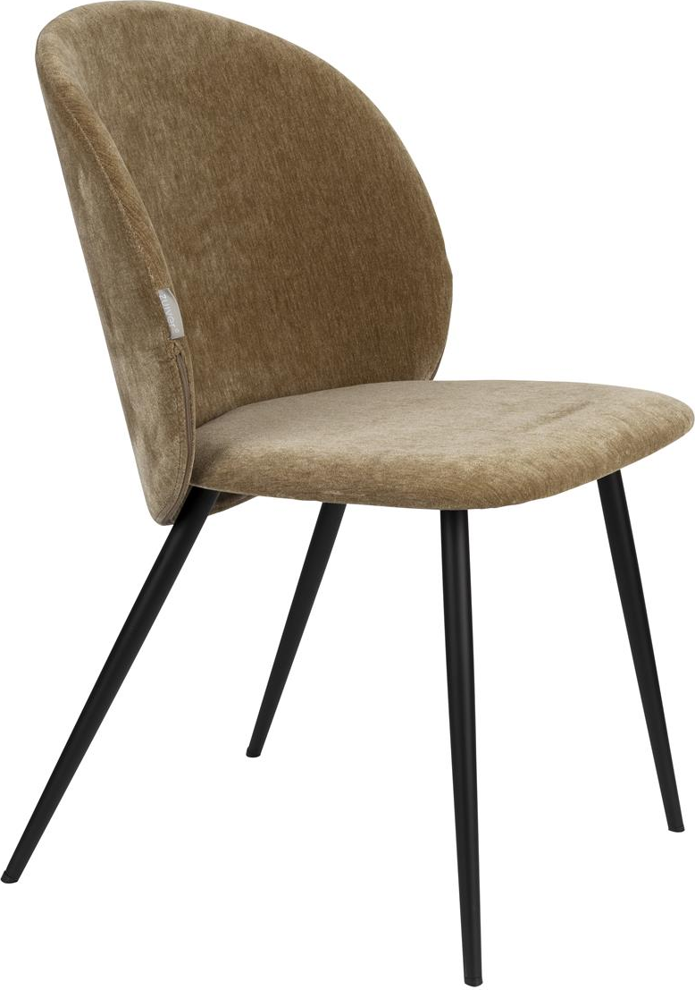 Spisebordsstol Zuiver Cozy Brungrå Polstret Eukalyptuskrydsfiner Sorte Stålben H82xb53xl57 Cm