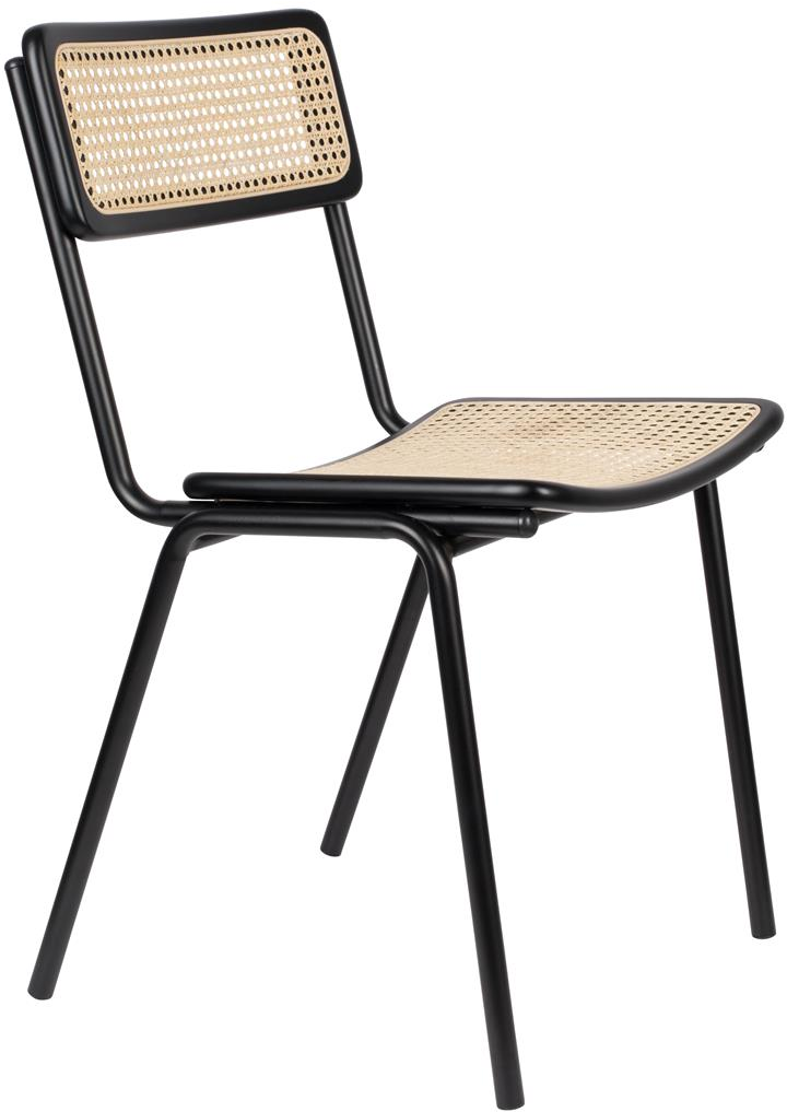 Elegant Spisebordsstol i Rattan og Sort Stålramme