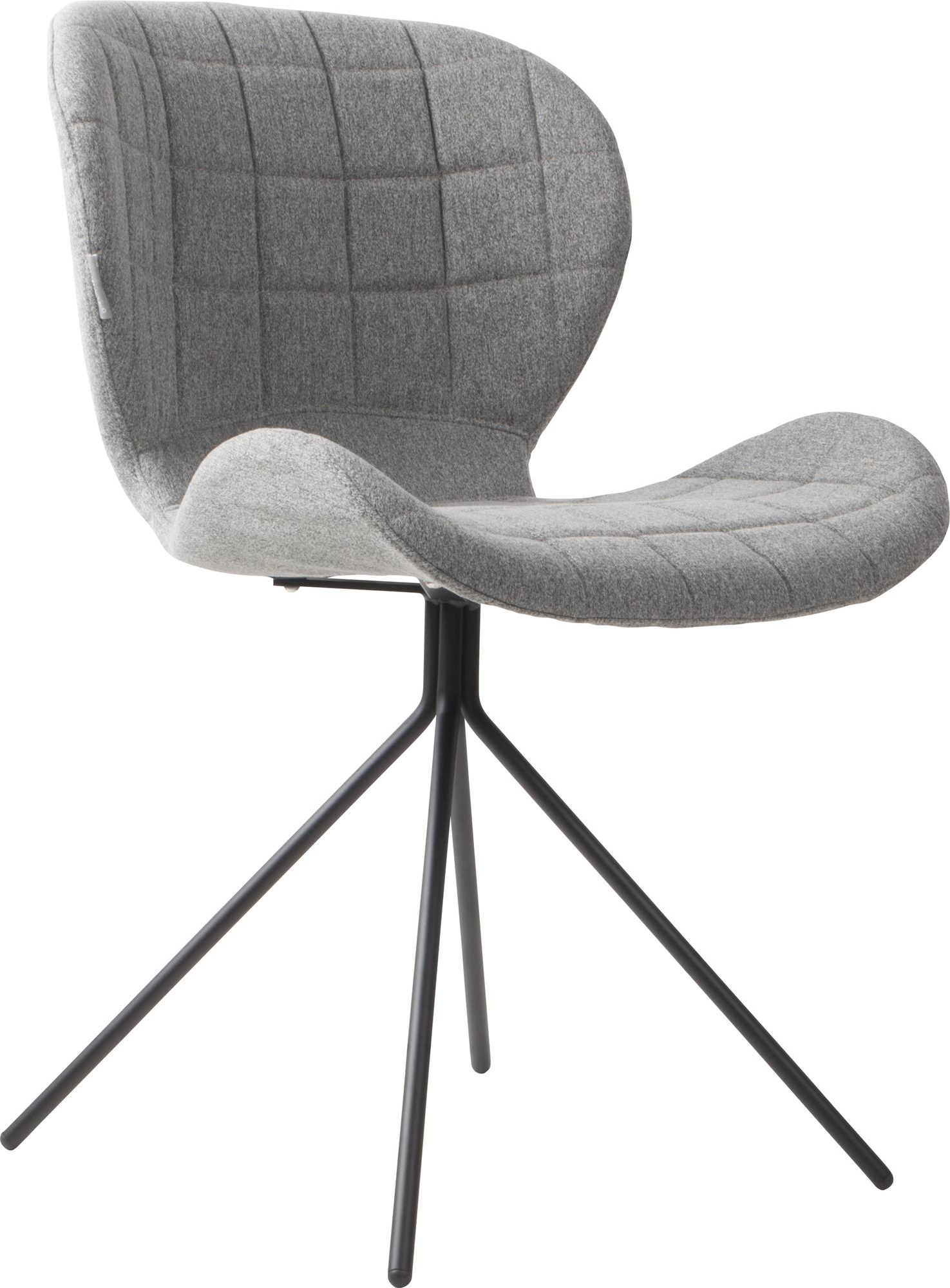Spisebordsstol Zuiver Omg Grå Polstret Slidstærkt Polyester Designstol Sort Jernunderstel H80xb56xl51