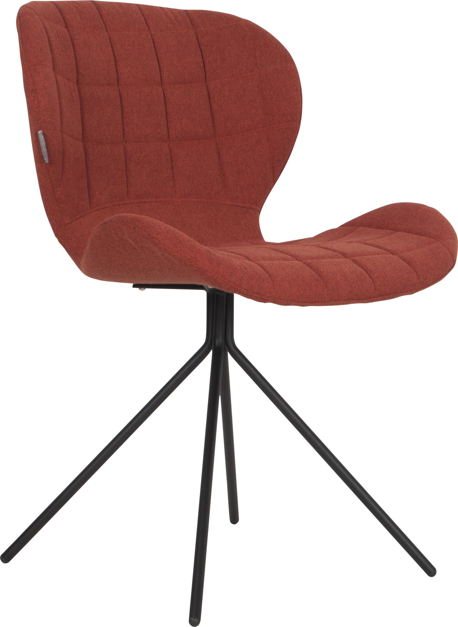 Spisebordsstol Zuiver Omg Polstret Brun Polyesterstof Med Sort Jernstel H80xb56xl51 Cm