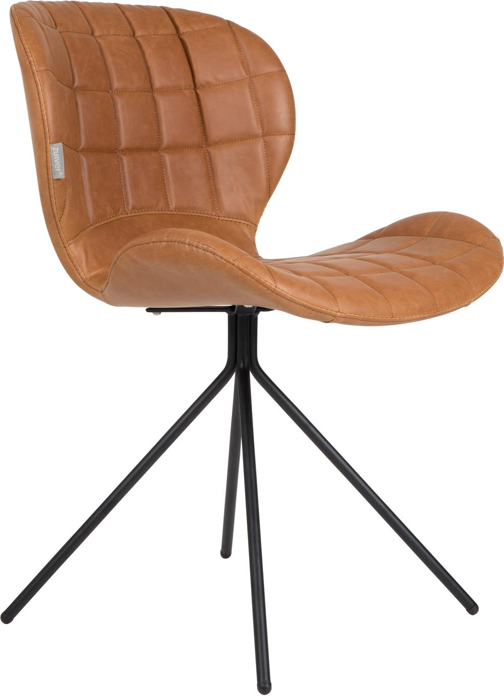 Spisebordsstol Zuiver Omg Rødbrun Stof  Polstret Pu-læder Sæde  Sorte Jernben  Moderne Design