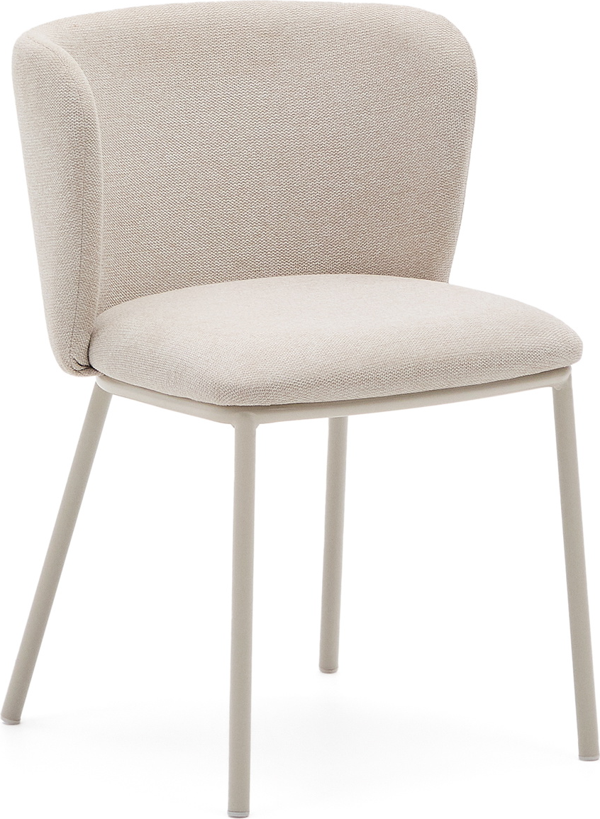 Elegant Beige Chenille Spisestol med Stålben fra Kave Home
