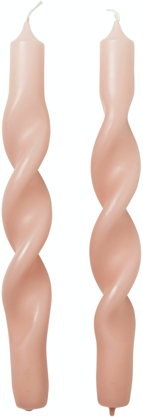 Broste Copenhagen Twist Stearinlys - Lyserød 23 cm