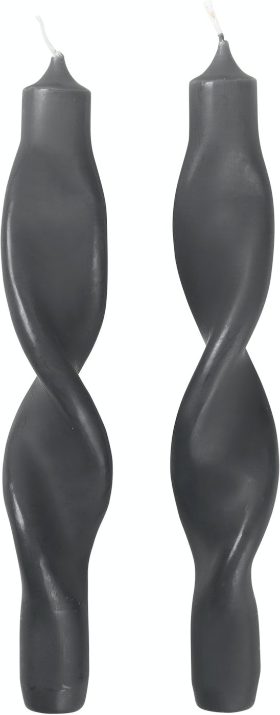 Broste Copenhagen Twist Stearinlys - Elegant Sort Lys 23 cm