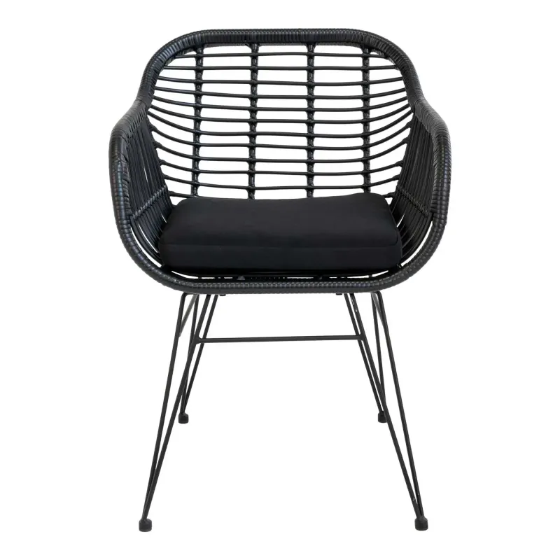Stol Sort Polyrattan Med Hynde 7001051