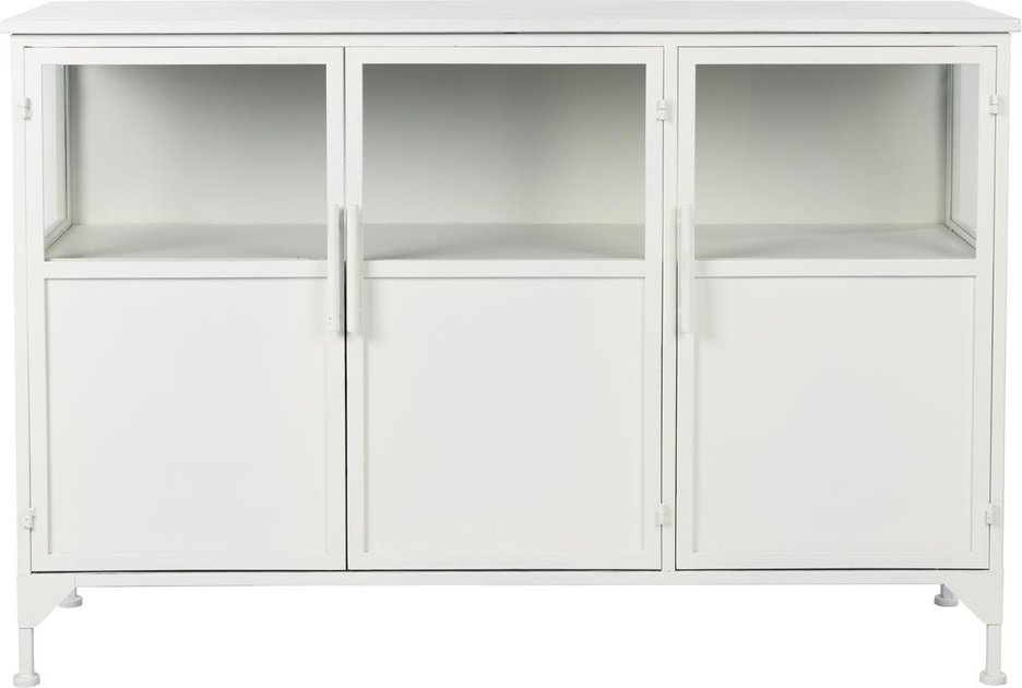Studio White Skænk Miya   Offwhite Pulverlakeret Jern  Glas- Og Solide Døre  120x35x80 Cm