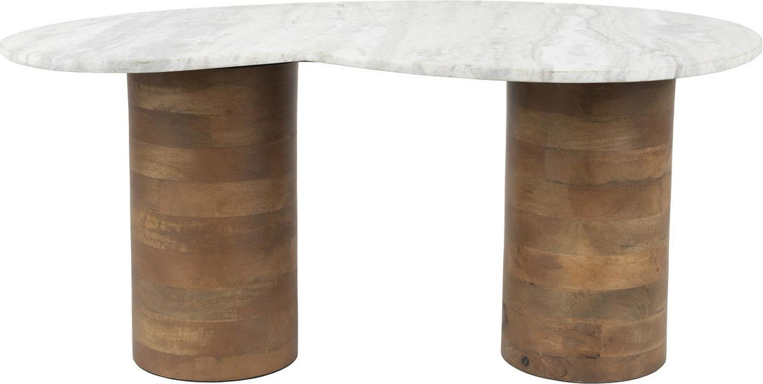 Elegant Peli Sofabord i Mudderbrun Marmor og Mangotræ