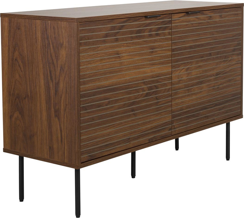 Studio White Stripes Skænk   Opbevaringsskænk   Kaffe Med Striber  Mdf Og Jern H74ã B110ã D40 Cm