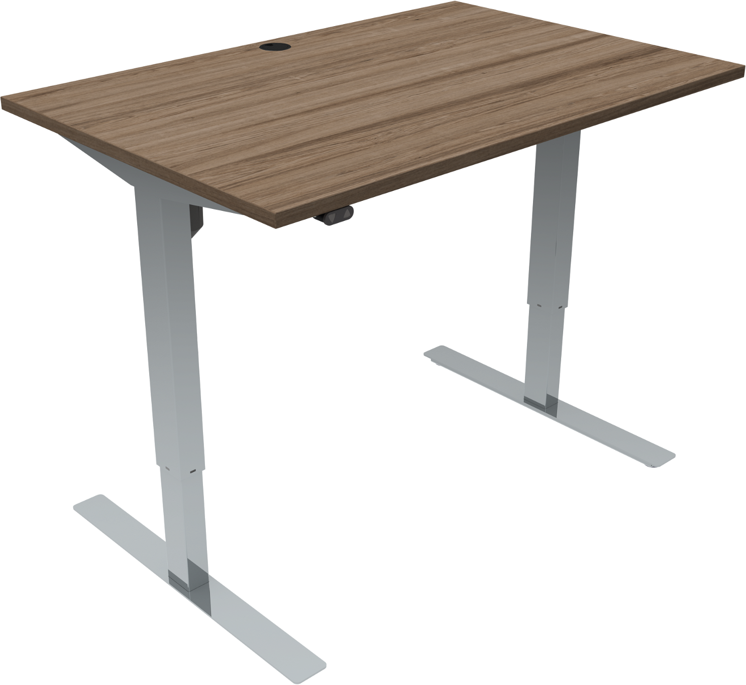 To-bens Firkantet Hæve- Sænkebord Zennord Updown Sit-stand Bord Valnødsmelamin Med Kromstel 80x120 Cm Højde 68-118 Cm