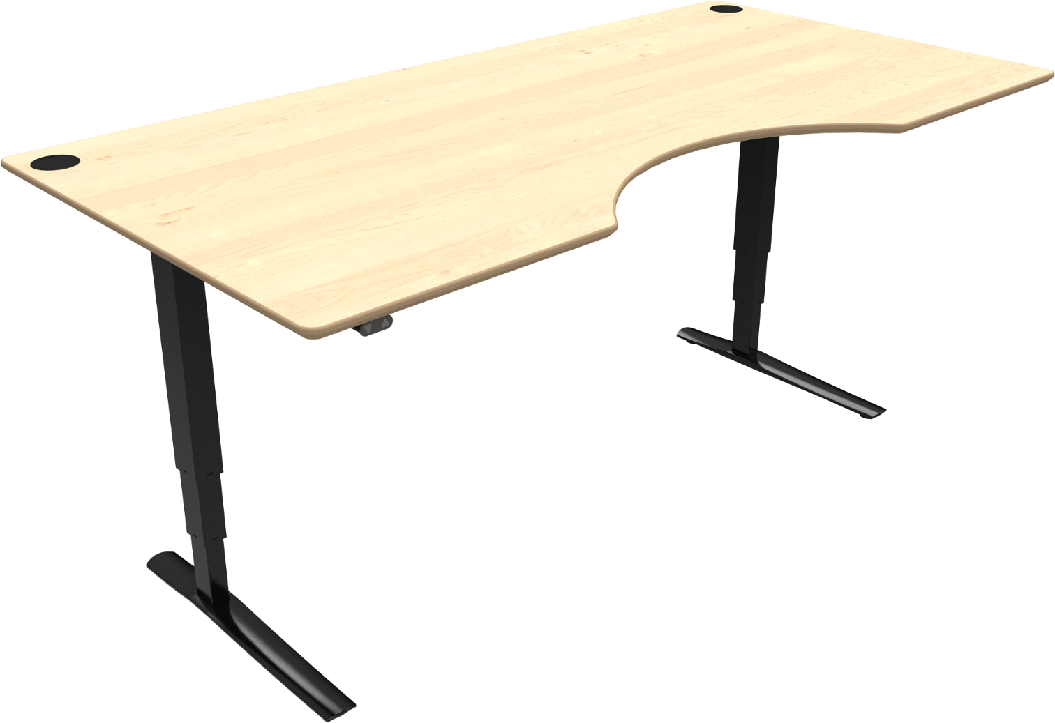 Hæve-/Sænkebord med Centerudskæring – Natur/Sort Stilfuldt Bord