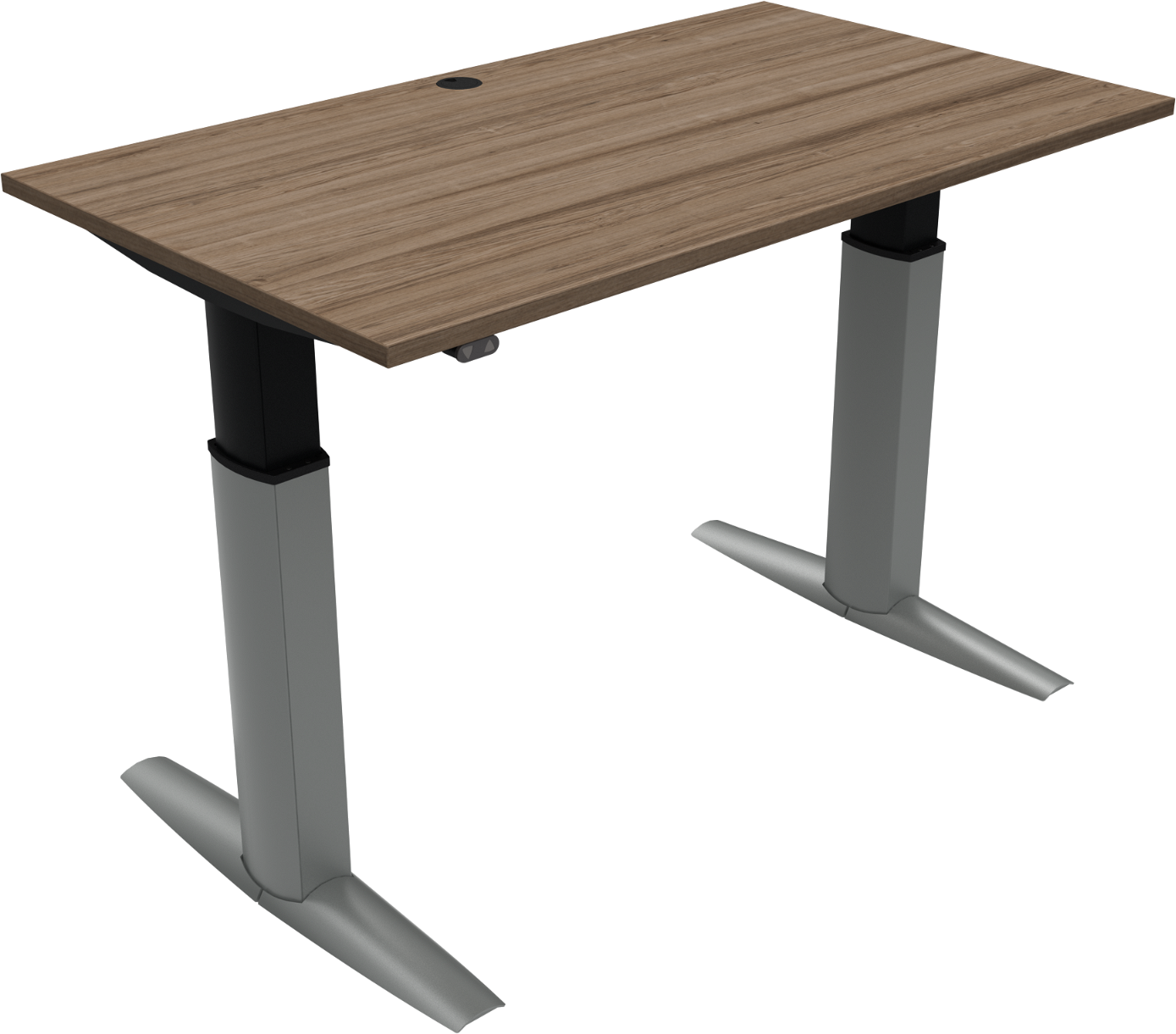 To-bens Hæve- Sænkebord Zennord Elevateline Højdejusterbart Skrivebord 140x80 Cm Valnød Sølv 501-23