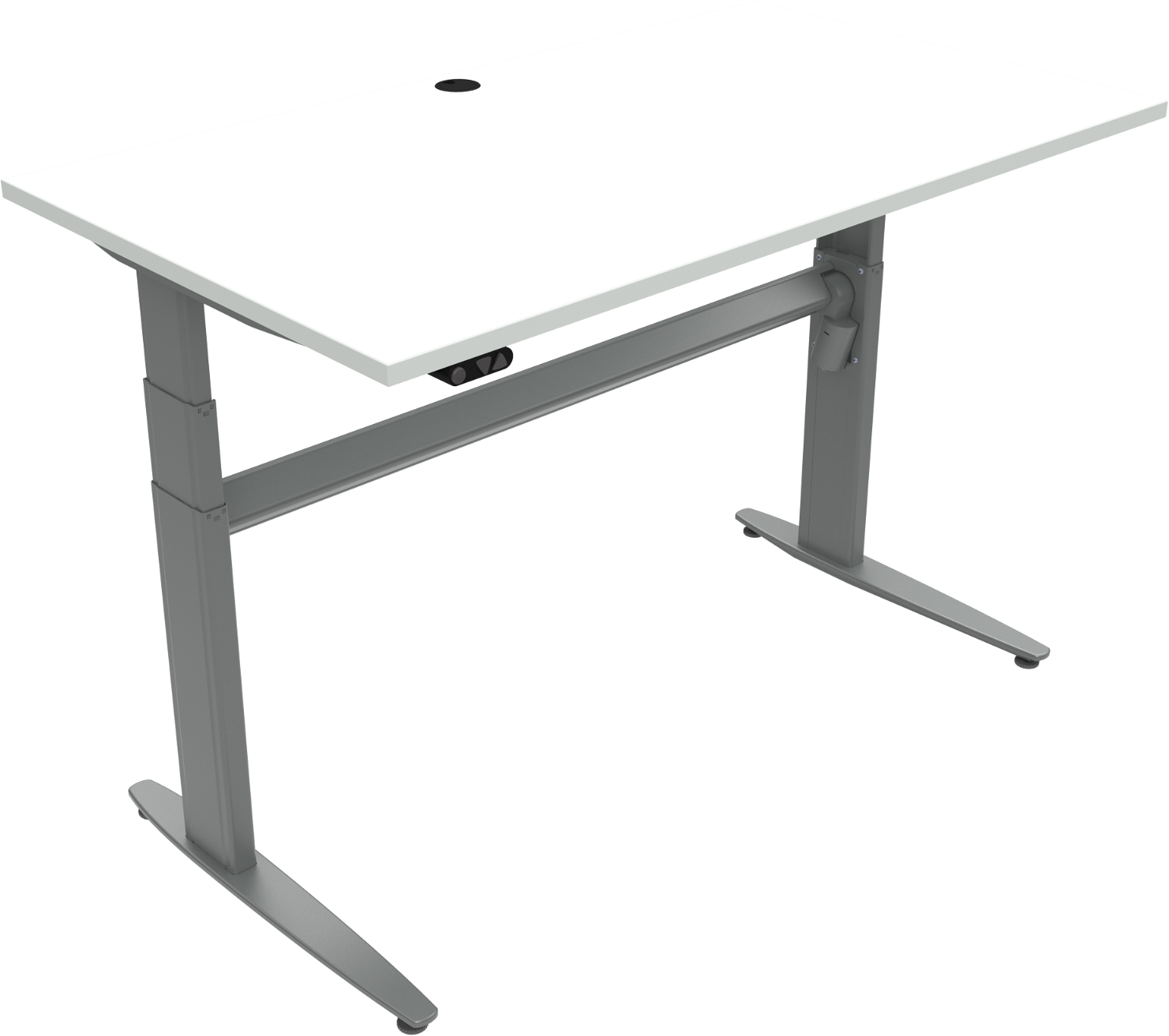 To-bens Hæve- Sænkebord Zennord Movemate 140ã 80 Cm Hvid Sølv Højde 68-120 Cm