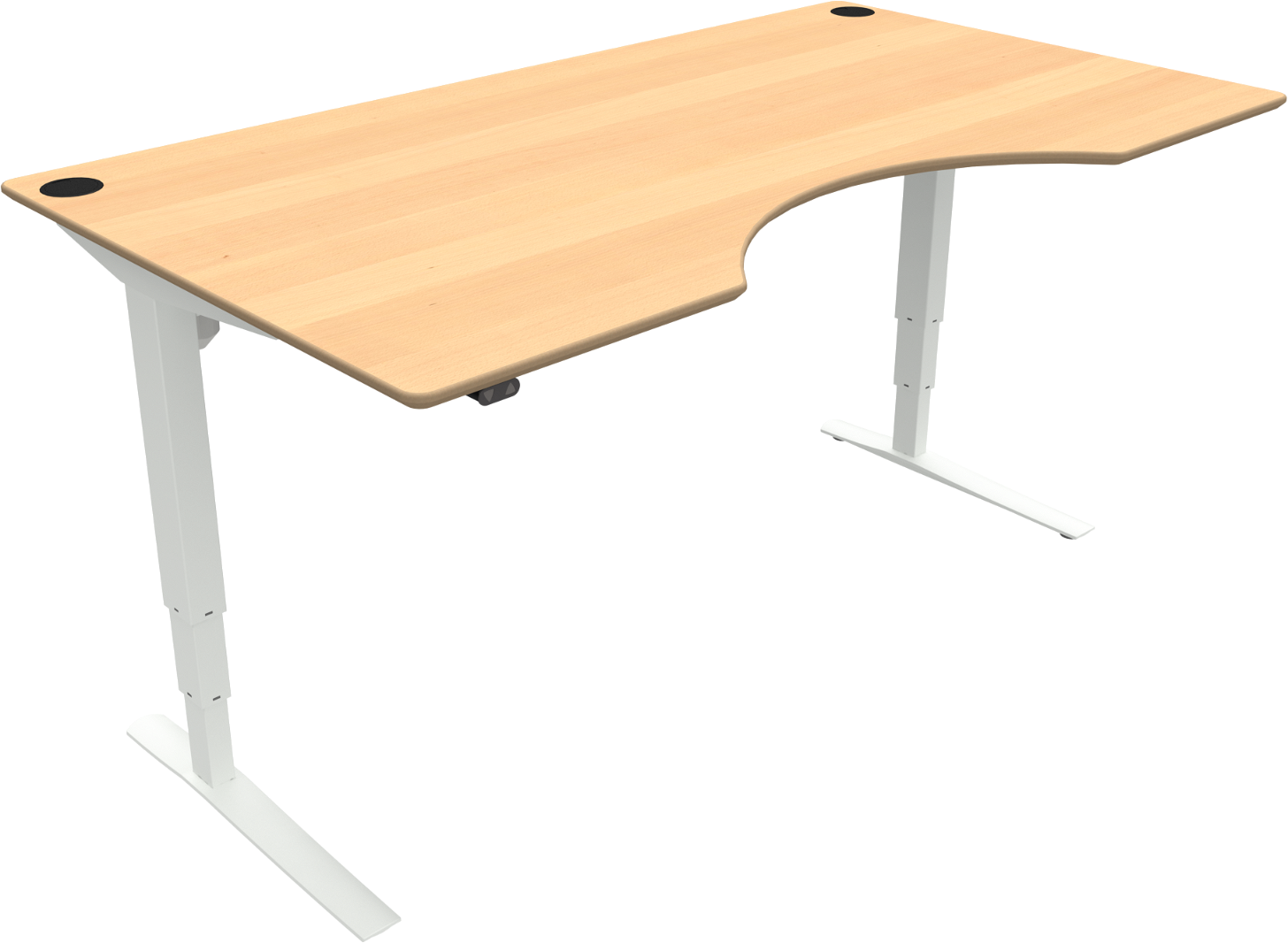 To-bens Hæve- Sænkebord Zennord Rise Rest Højdejusterbart 65-125 Cm Med Centerudskæring 180x100 Cm Natur Hvid Bøg