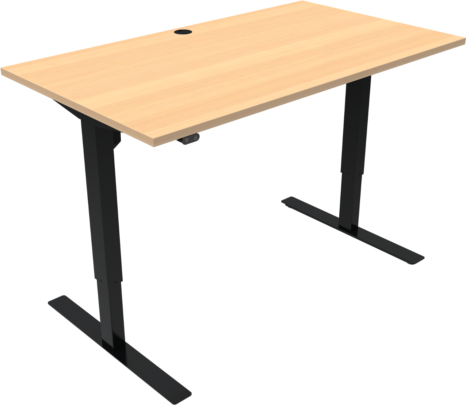 To-bens Hæve- Sænkebord Zennord Updown Firkantet Bøgeplade Natur Sort Justerbar 68 118 Cm B80 L140 Cm