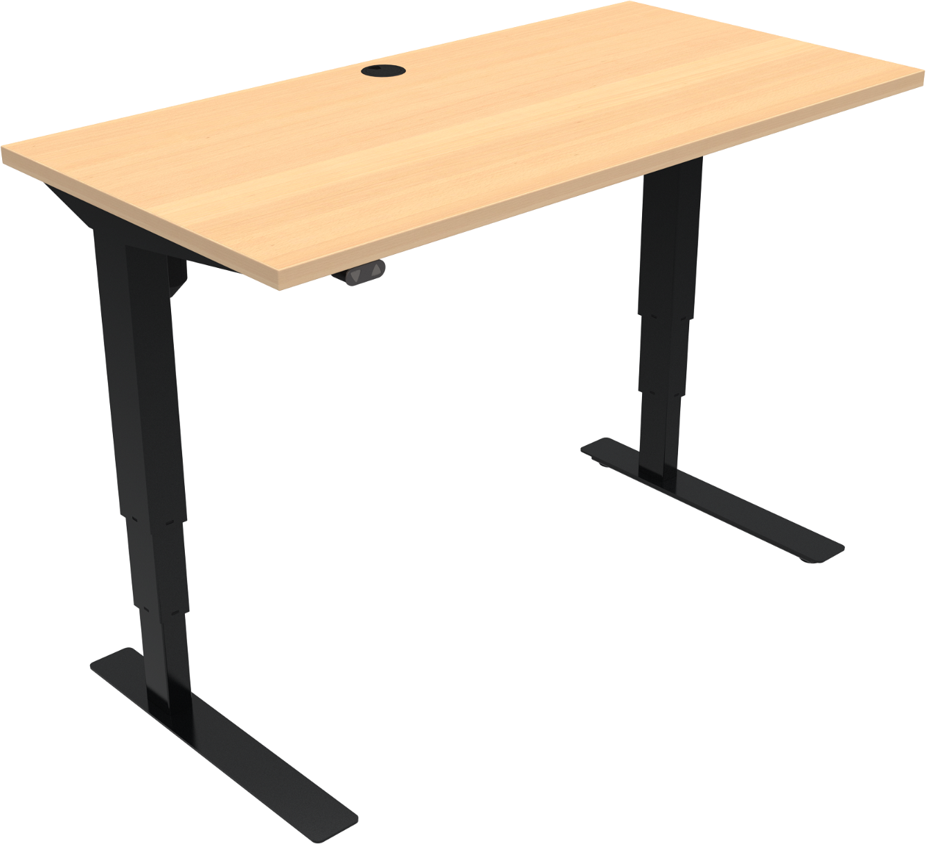 To-bens Hæve- Sænkebord Zennord Versastand Firkantet Natur Sort Skrivebord 120x60 Cm Højde 57-122 Cm