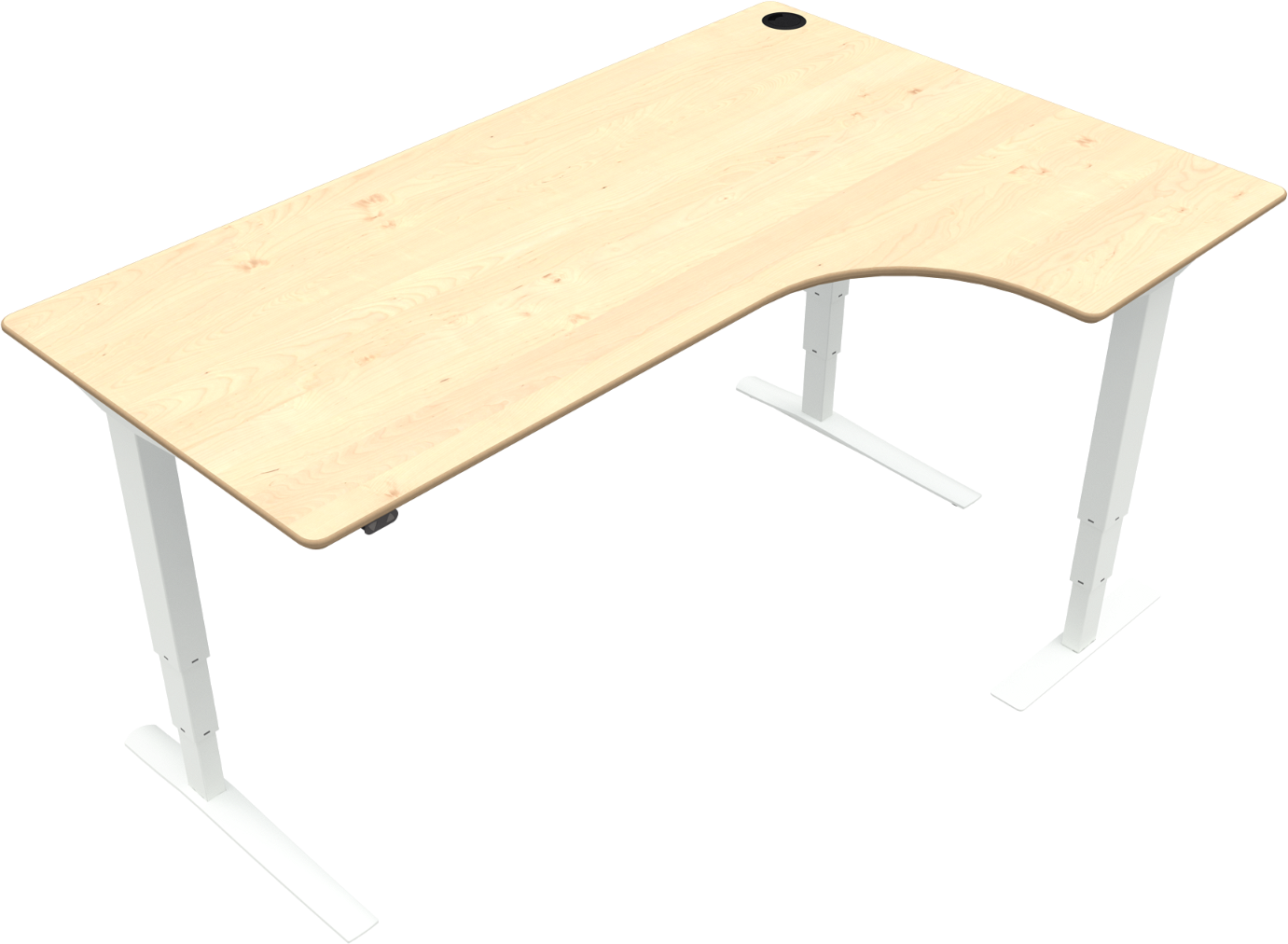 Ergonomisk Hæve-/Sænkebord L-formet i Natur og Hvid