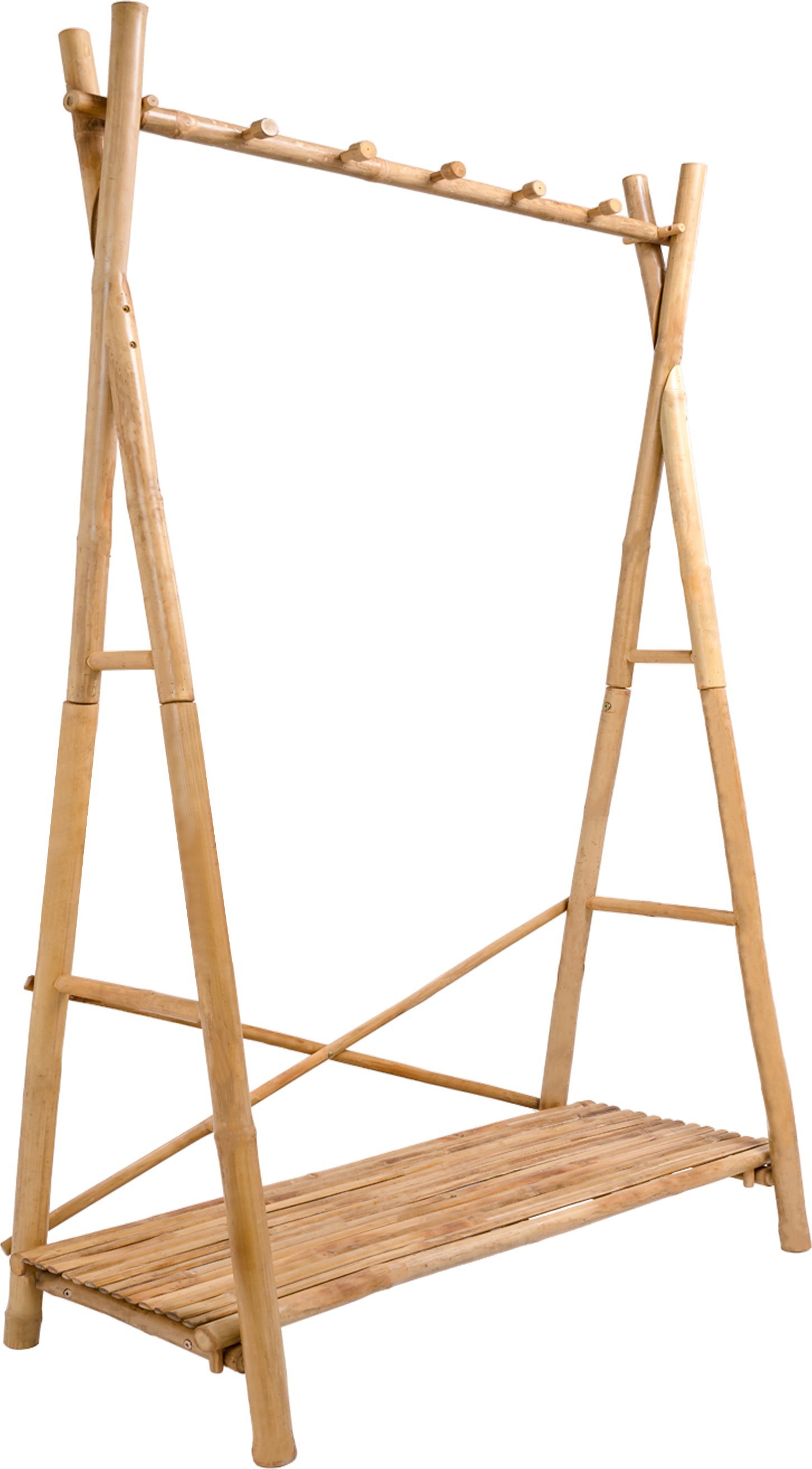 Tøj- Og Garderobestativ Nordlys Furniture Kuantan   Massivt Bambustræ H189 5xb102xd50 Cm Natur  Nordisk  -design Med Hylde Til Sko