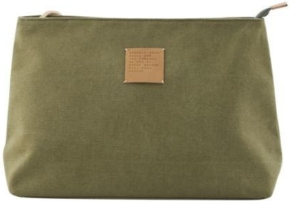 Toilettaske Og Makeuptaske House Doctor Toilettaske-serie Armygrøn Kanvas Læder Polyester 32x12x24 Cm