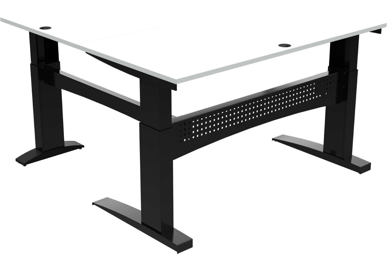 Tre-bens Hæve- Sænkebord Firkantet Zennord Flexdesk 160x160 Cm Hvid Sort